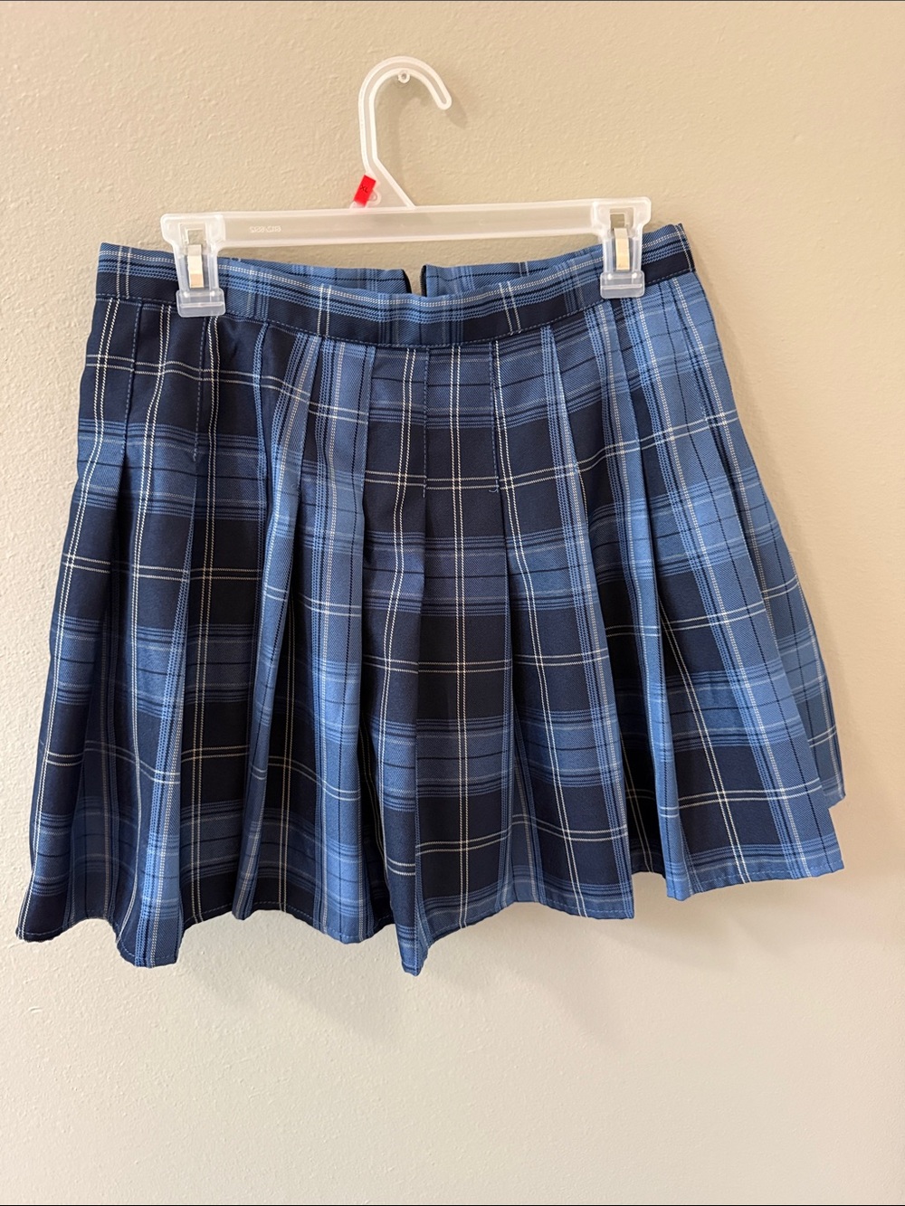 ROMWE Blue Plaid Pleated Skirt